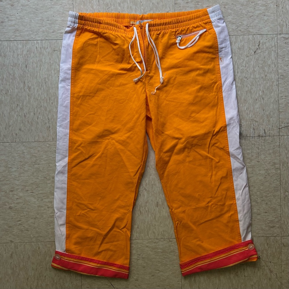 Orange Athletic Nike Drawstring Capris with White Side Panels